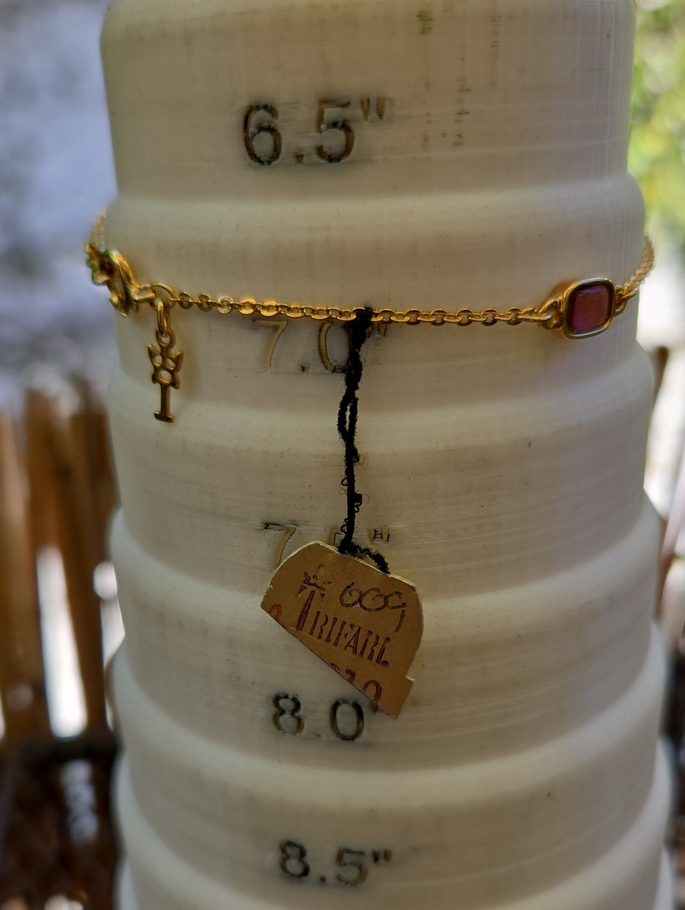 Trifari Gold-Tone Bracelet with Pink/purple Cabochons
